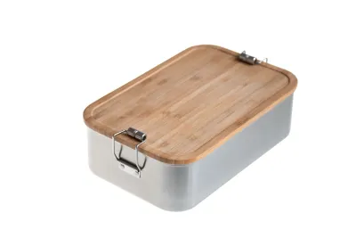 Umweltfreundliche Lunchbox aus Edelstahl mit Bambusdeckel von Kronenberg24