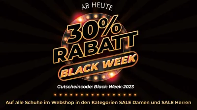 schuhplus - Schuhe in Übergrößen - feiert Black Week mit exklusiven Angeboten und 30% Rabatt