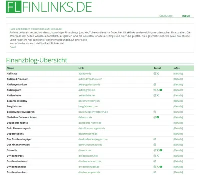 Finlinks.de - Übersicht der wichtigsten, deutschen Finanzseiten