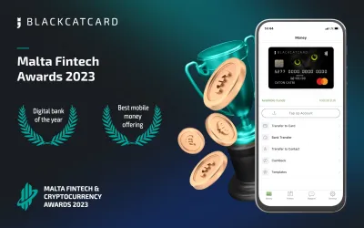 Die Blackcatkarte hat die digitale Bank des Jahres und das beste mobile Geldangebot des Jahres eingenommen