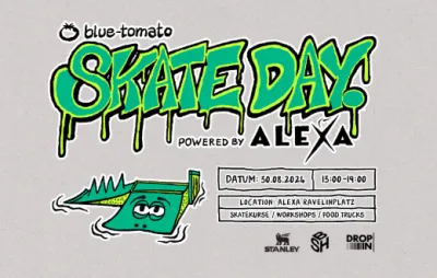 Das ALEXA lädt am 30. August zum Blue Tomato Skateday ein