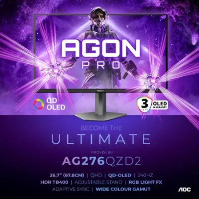 Neue QD-OLED Gaming-Monitore von AOC: AGON PRO AG276QZD2 und AGON PRO AG326UD