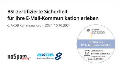 Mehr E-Mail-Sicherheit und maximale Nutzerakzeptanz - NoSpamProxy beim AKDB Kommunalforum