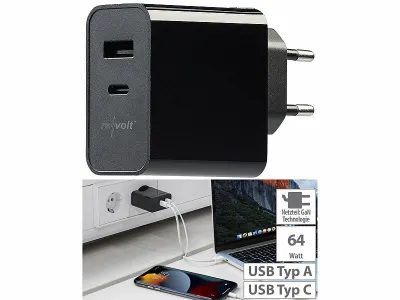 revolt 65 Watt 2-Port-USB-Netzteil