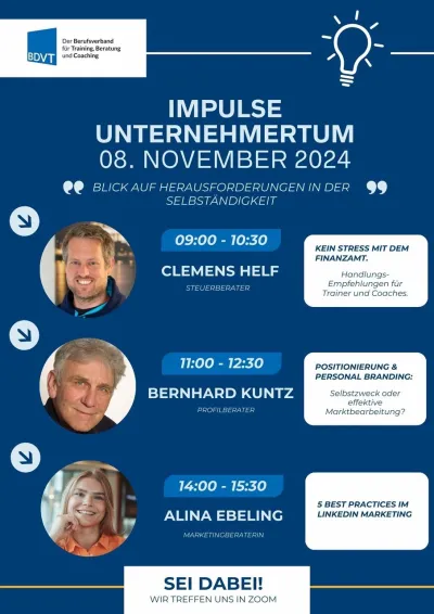 BDVT-Event: Impulse Unternehmertum - u.a. Positionierung als Berater