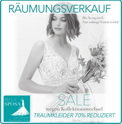 Nürnberg: Brautkleider jetzt bis zu 70% reduziert!
