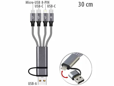 Callstel 8in1-Lade- & Datenkabel USB-C/A zu USB-C/Micro-USB