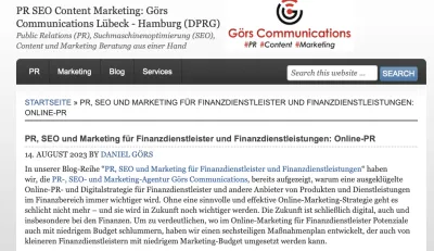 PR, SEO und Marketing für Finanzdienstleister und Finanzdienstleistungen: Online-PR