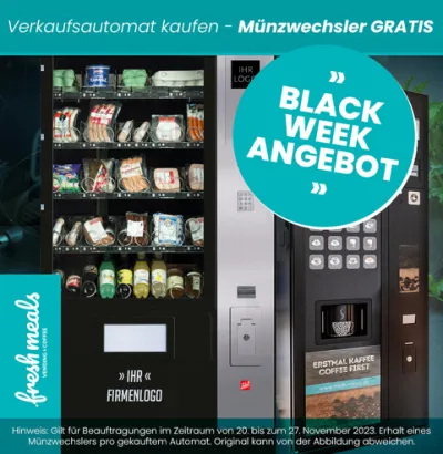 Black Week Angebot: Verkaufsautomat kaufen - Münzwechsler gratis!